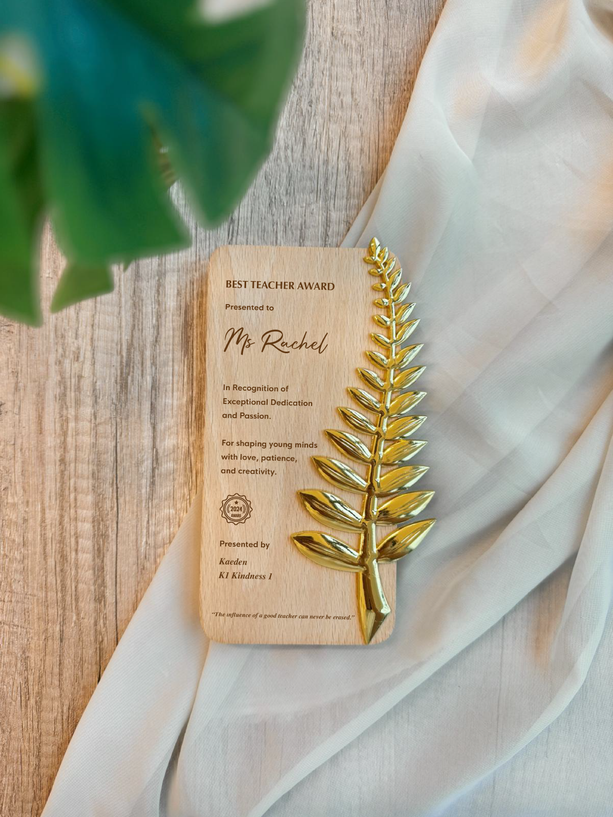 Eco Sustainable Award Plaque Engraved