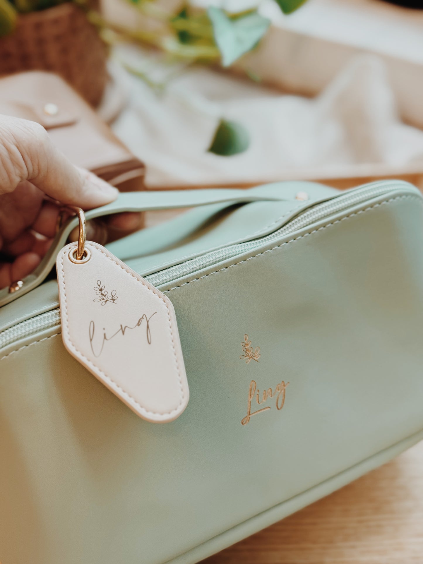 Customisable Vintage Motel Key Tag with Gold Keyring, Perfect for Travel & Gifts