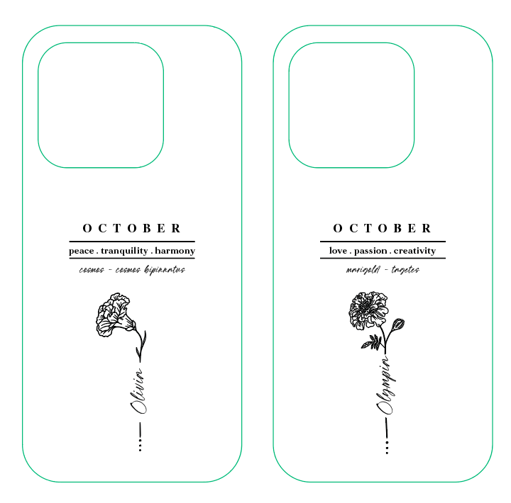 iPhone Casing - Birth Month Flowers (Oct - Dec)