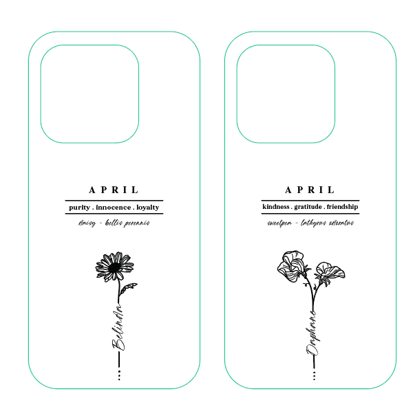 iPhone Casing - Birth Month Flowers (Apr - Jun)