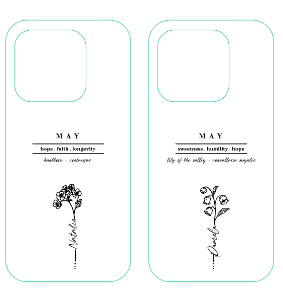 iPhone Casing - Birth Month Flowers (Apr - Jun)