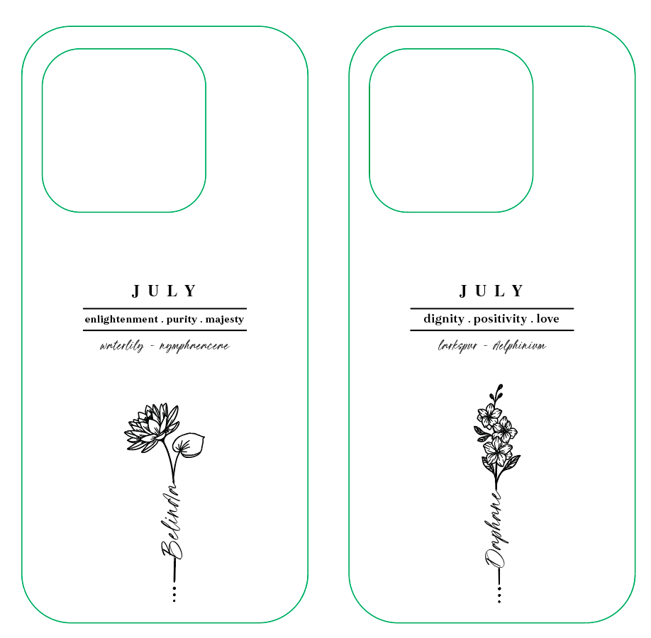 iPhone Casing - Birth Month Flowers (Jul - Sep)