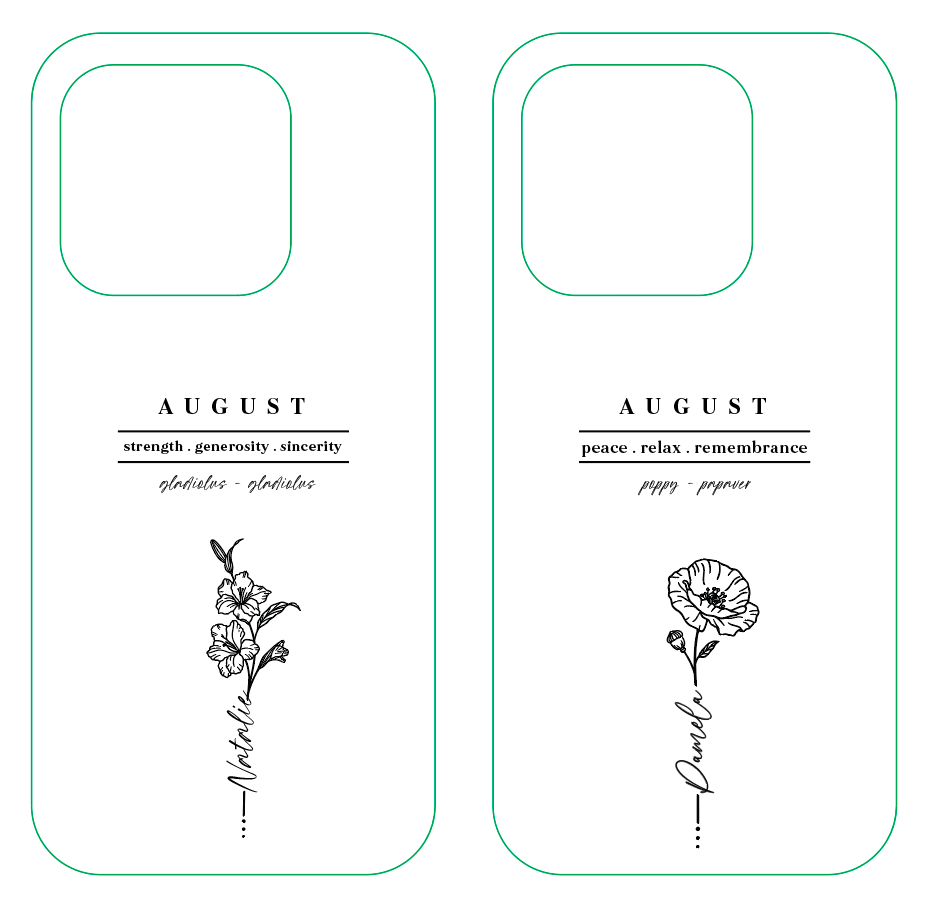 iPhone Casing - Birth Month Flowers (Jul - Sep)