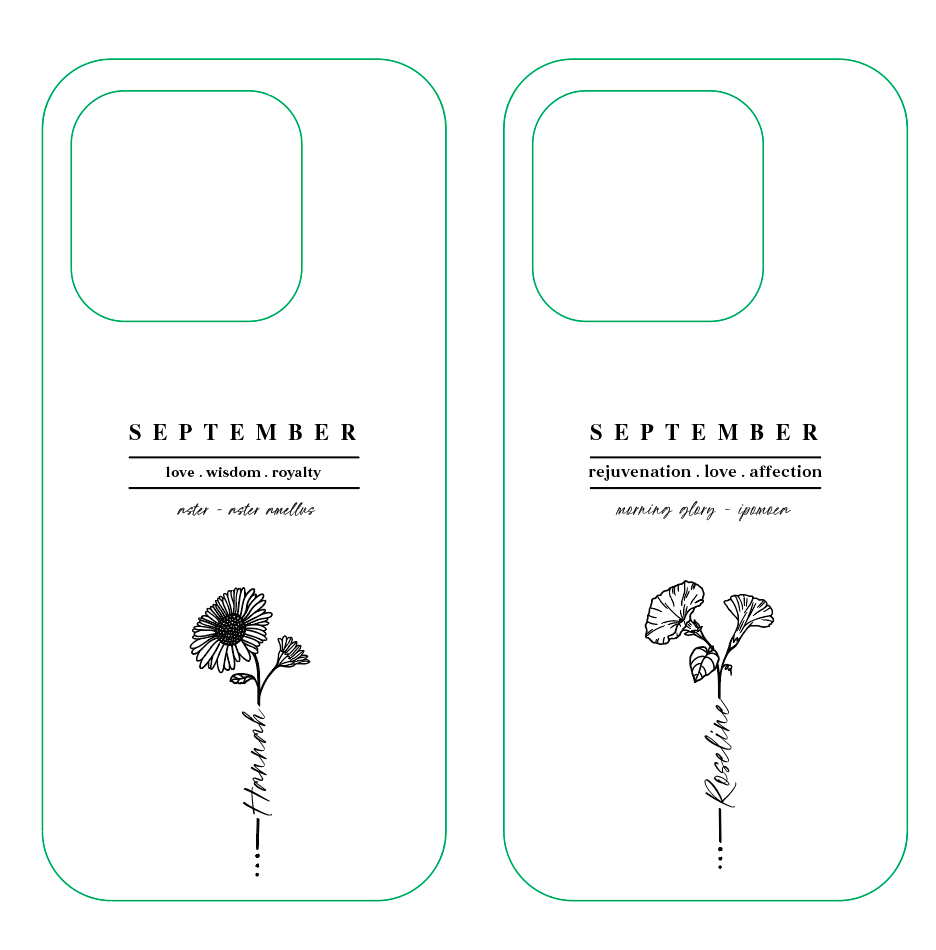 iPhone Casing - Birth Month Flowers (Jul - Sep)