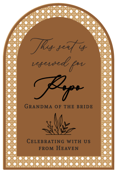 Wedding Memorial Seat Plaque