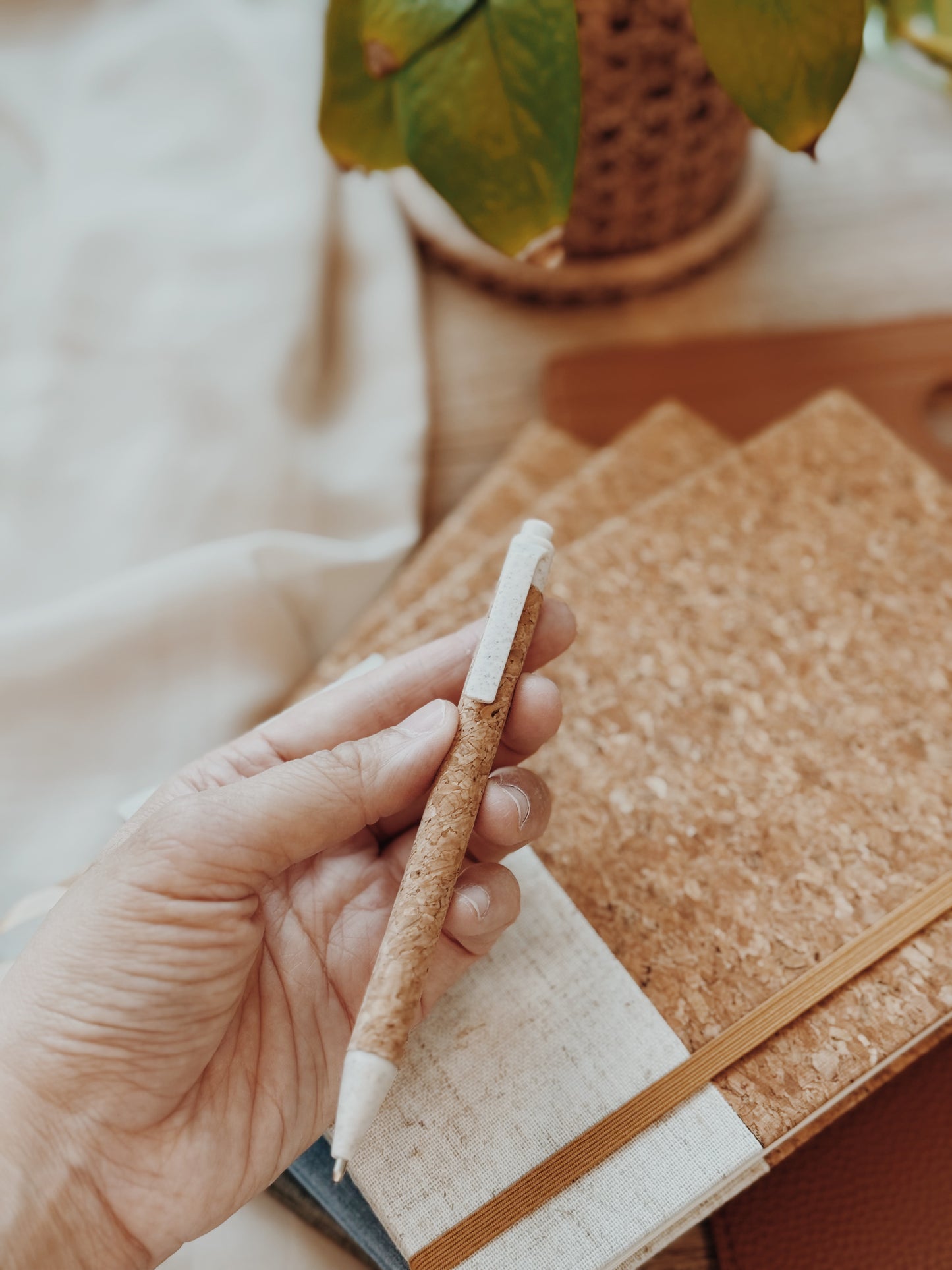 Coffee ground & linen notebook, customisable with name