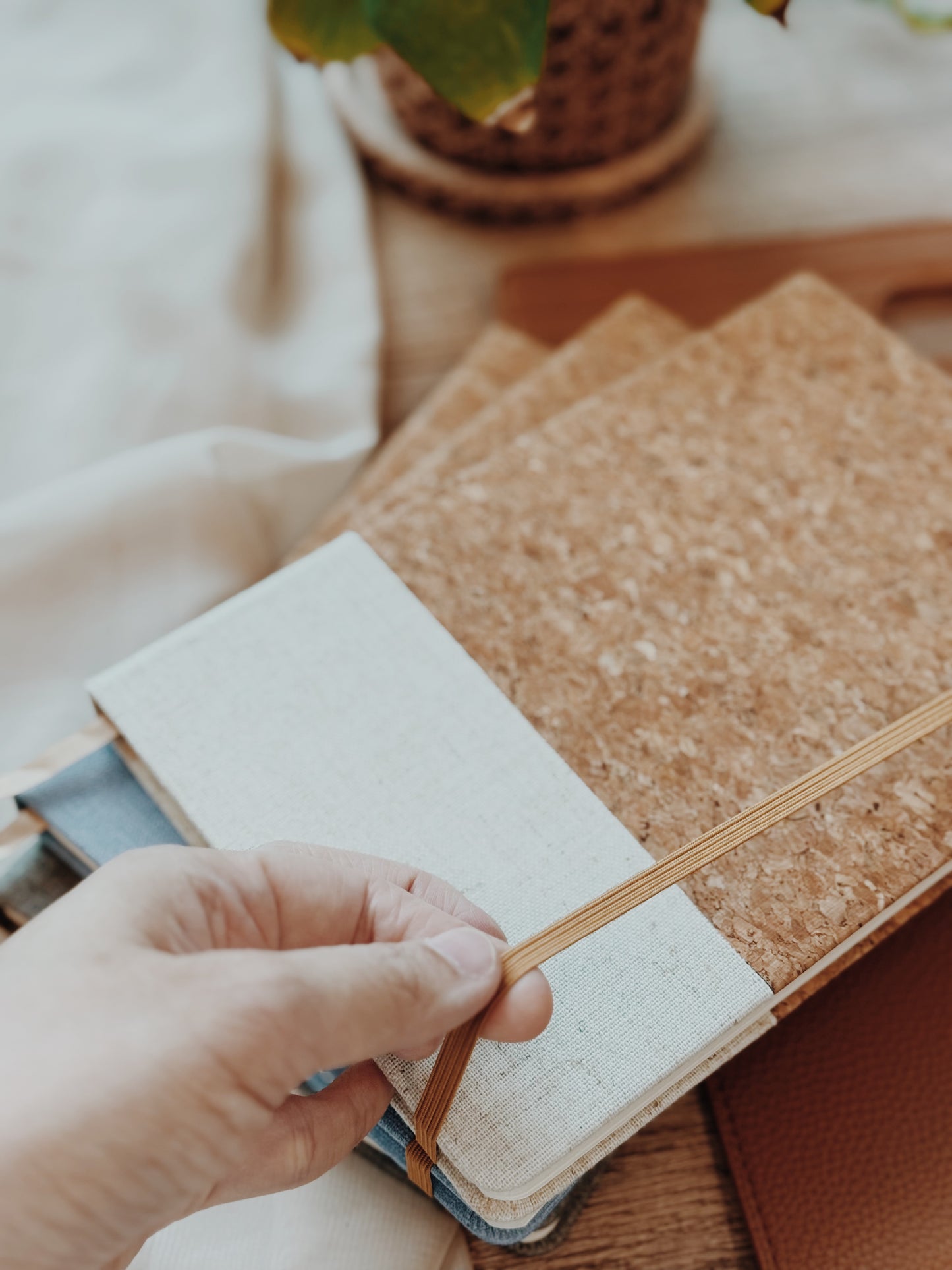Coffee ground & linen notebook, customisable with name