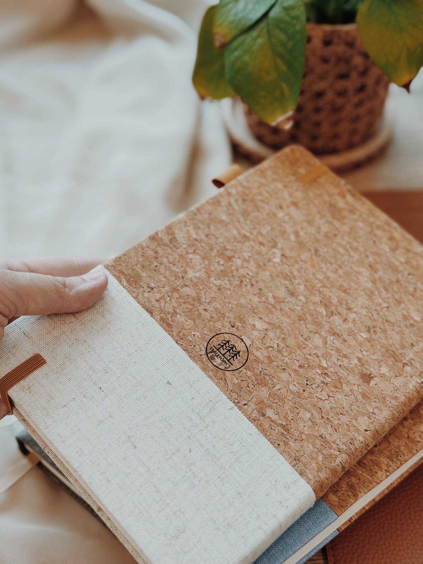 Coffee ground & linen notebook, customisable with name, sustainable gifts