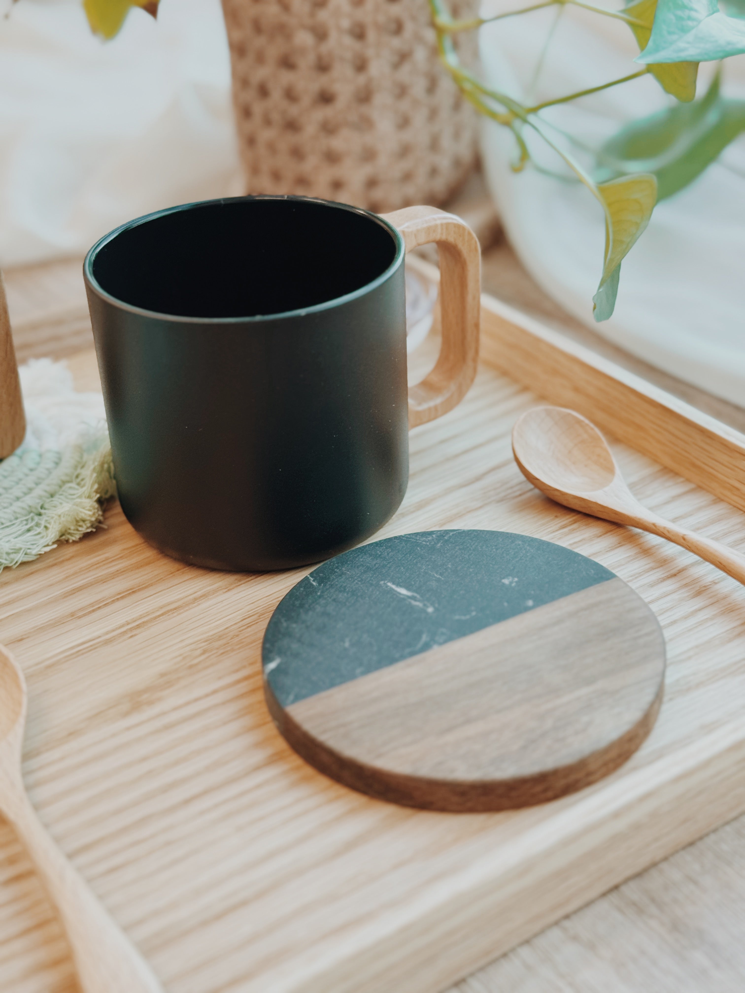 Customizable Marble Wood Coasters – Engraved Drink Coasters for Home & Gifts