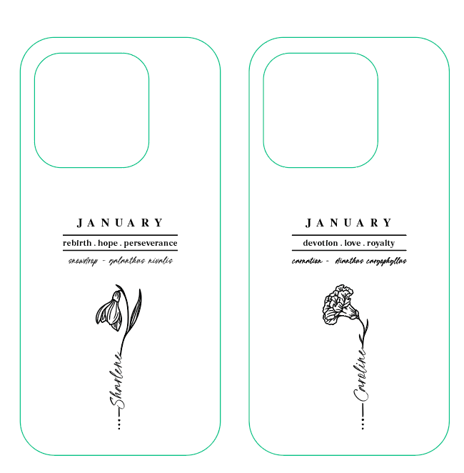 iPhone Casing - Birth Month Flowers (Jan - Mar)