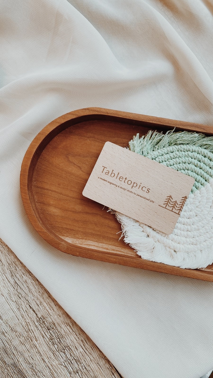 Personalized wooden NFC card for paperless business connections