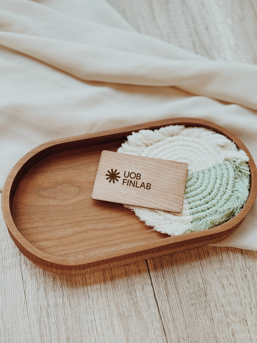 Personalized wooden NFC card for paperless business connections
