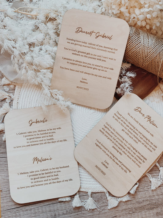 Personalized Wedding Vows Engraved on Wooden Boards – Timeless Keepsake for Couples & Ceremonies