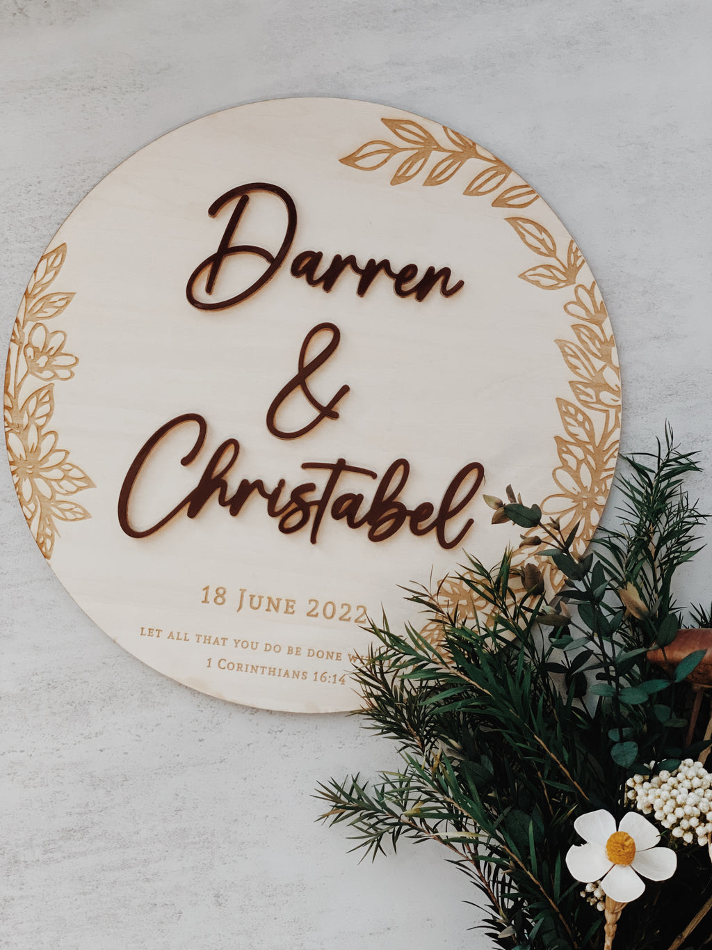 MUSUBI | Foliage Couple Names Signage