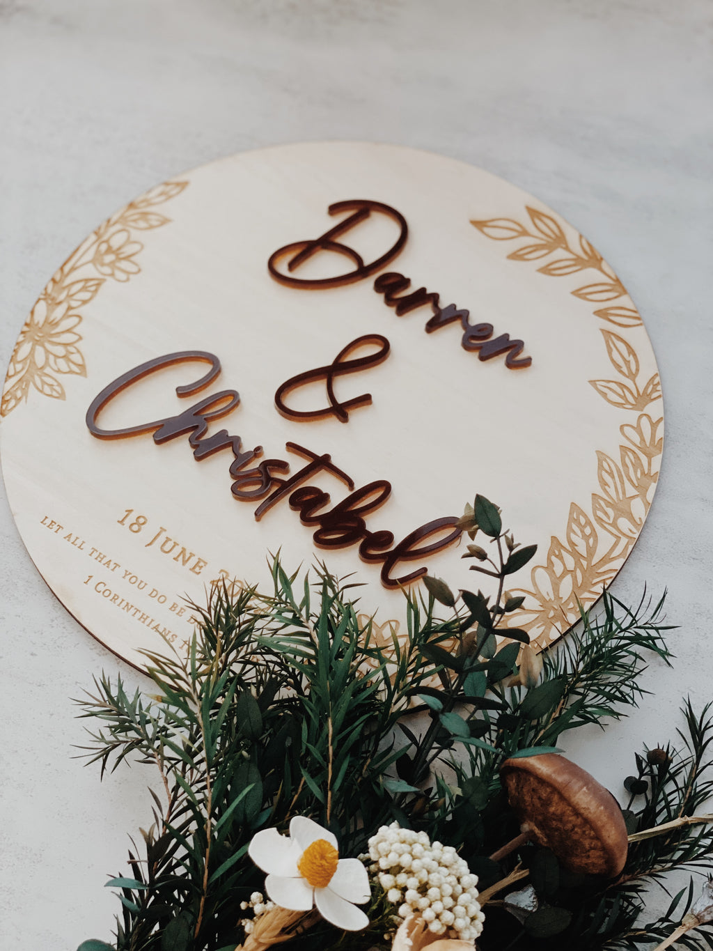 MUSUBI | Foliage Couple Names Signage